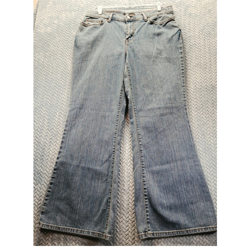 Venezia Jeans Womens 14 Petite Blue Medium Wash Bootcut Stretch Denim Pants